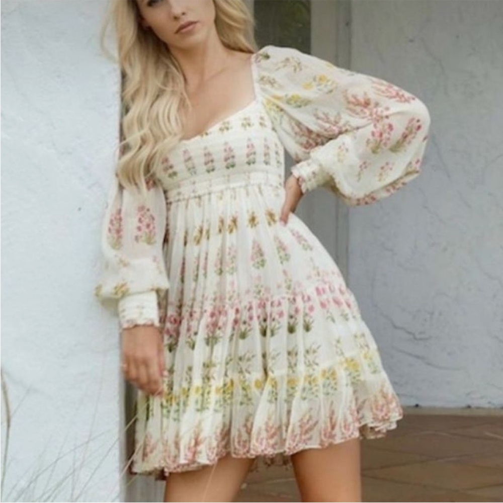 Hemant & Nandita floral lurex mini dress. Size M. Never worn. New without tags